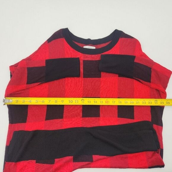 New Directions Drop Shoulder Tunic Sweater Women Size Medium Buffalo Plaid Rayon - Picture 4 of 6